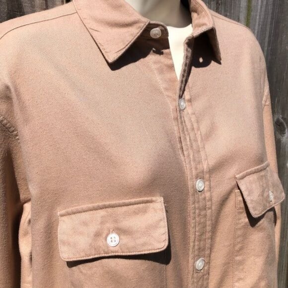 Emily Phillips 6 Shirtdress Tan Top Dress Small Button Down Up Long Sleeve Mini - Picture 10 of 12